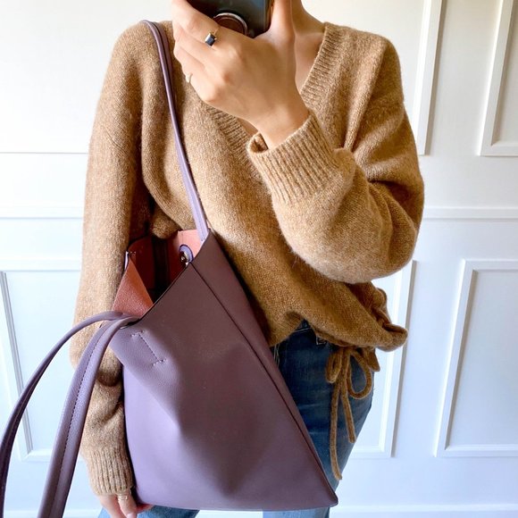 The Ava Genuine Leather Tote Bag Purple - Picture 8 of 11